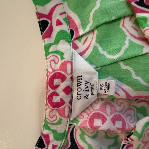 Crown & Ivy Green and Pink Sleeveless Top Size PS - Picture 6 of 6